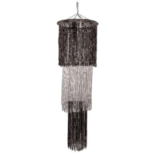 Black & Silver 3-Tier Shimmering Chandelier, 4 ft
