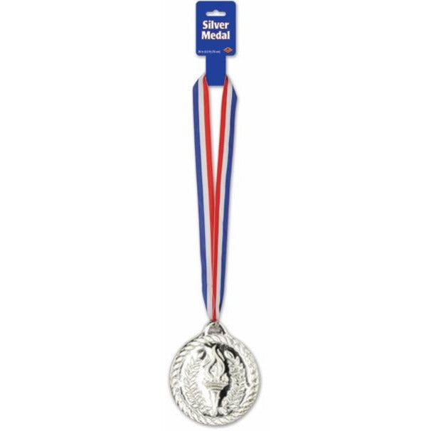 Silver 4-Inch Award Medal with 30-Inch Ribbon