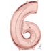 Rose Gold Number 6 Balloon, 26 Inch