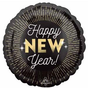 Happy New Year Midnight Glam 18" Round Foil Balloon