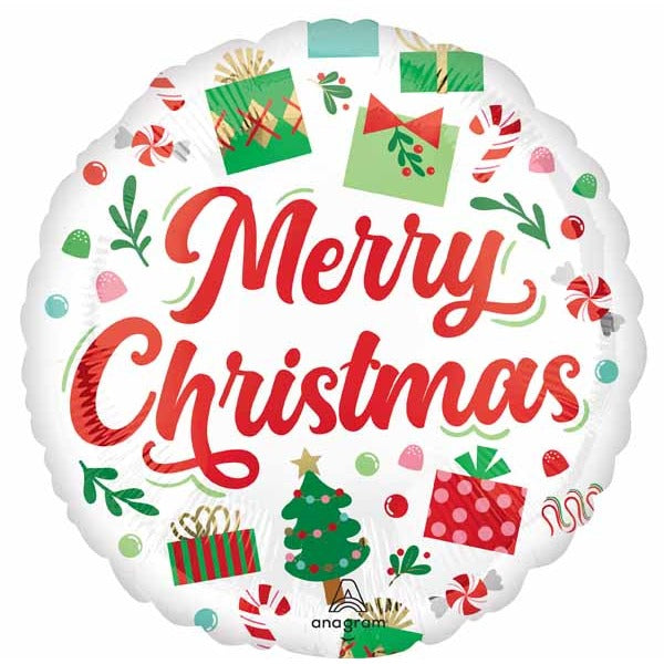 Santa's Christmas Presents 18-Inch Round Foil Balloon