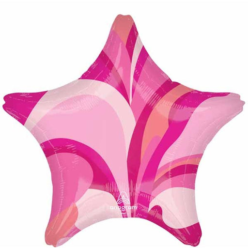 Pink Macro Marble 19-Inch Star Foil Balloon