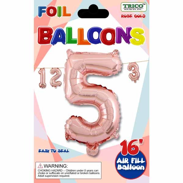 16" Rose Gold Number 5 Foil Balloon
