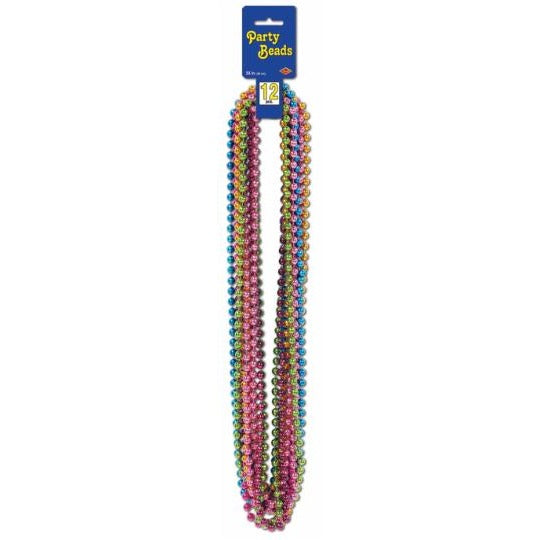 Bright Party Bead Necklaces, 12 Pack