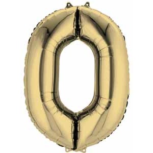 34" White Gold Number 0 Balloon
