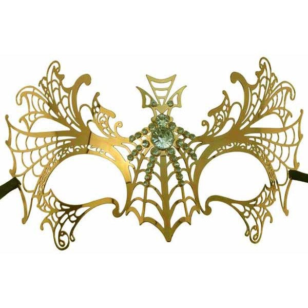 Rose Gold Metal Spider Masquerade Mask with Clear Gems
