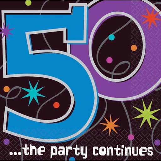 The Party Continues 50th Birthday Luncheon Napkins, 16 Count
