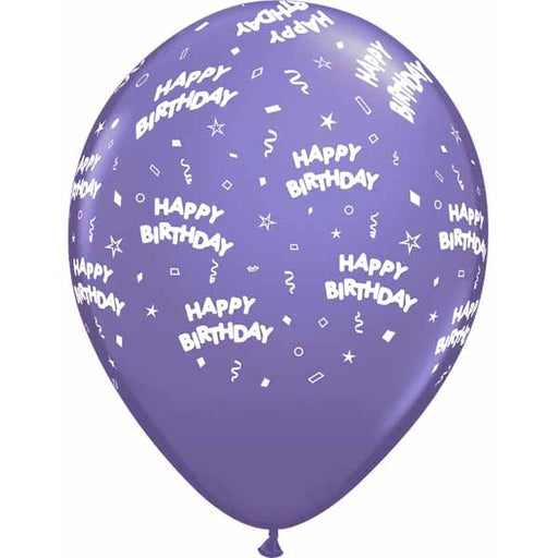 HAPPY BDAY ALL OVER 12" 50/BAG PURPLE