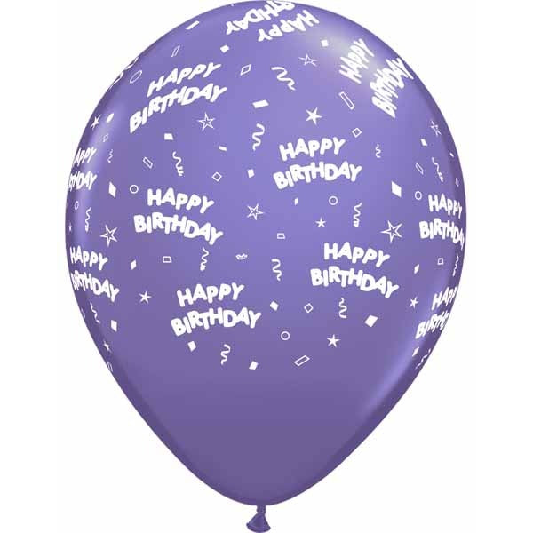 HAPPY BDAY ALL OVER 12" 50/BAG PURPLE