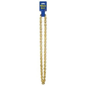 Gold Chain Bead Necklace, 40 Inches