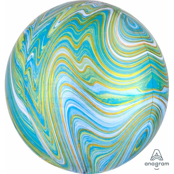 Blue Green Marblez 16-Inch Orbz Foil Balloon