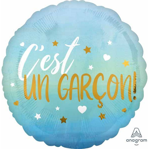 C'est un garçon Blue Round Foil Balloon, 18 Inch