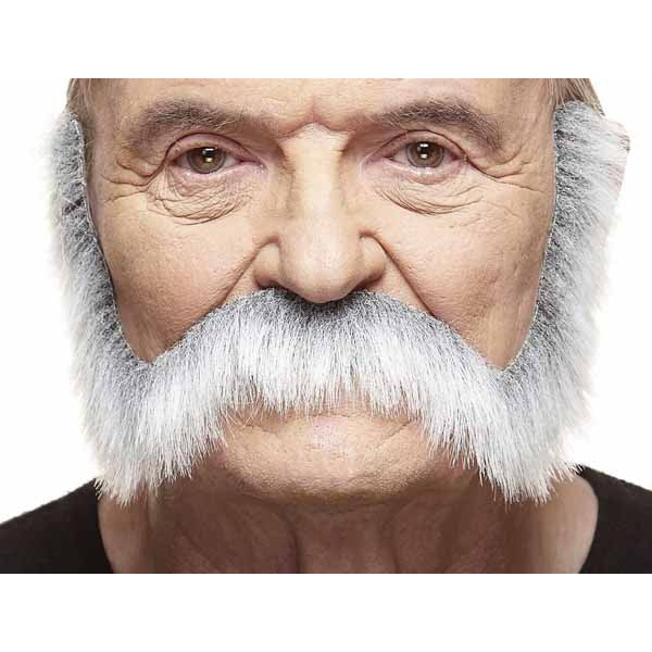 Nigel Long White and Grey Costume Moustache