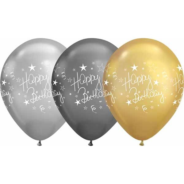 HAPPY BDAY SCRIPT 12" CLASSY AST 50/BG