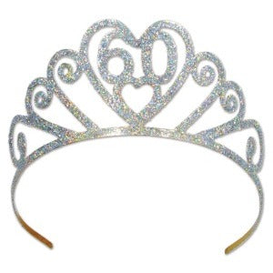 Glittered Metal 60th Birthday Tiara