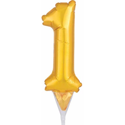 Gold Number 1 Balloon Cake Pick, 6 Inch