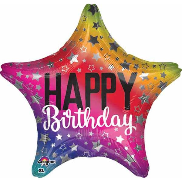 Rainbow Star Birthday Foil Balloon, 19 Inch