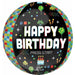 8-Bit Happy Birthday 16-Inch Orbz Foil Balloon