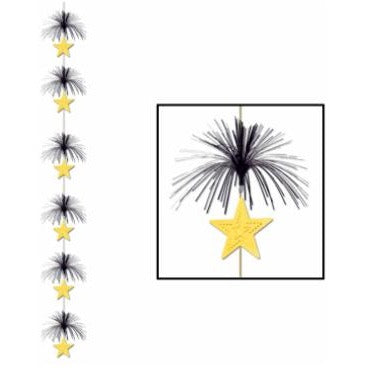Black & Gold Star Firework Stringer, 7 ft