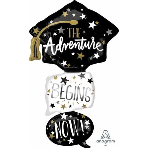 Grad Cap Bubbles 61-Inch Graduation Foil Balloon