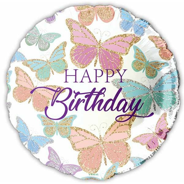 Happy Birthday Butterfly 18-Inch Foil Balloon