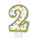 Polka Dot Number 2 Birthday Candle