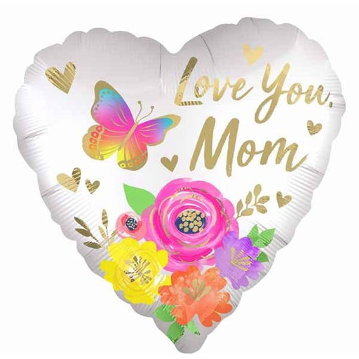 Love You Mom Floral 18" Heart Foil Balloon