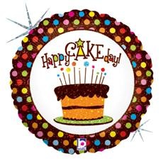 Chocolate Birthday Cake 18-Inch Holographic Foil Balloon
