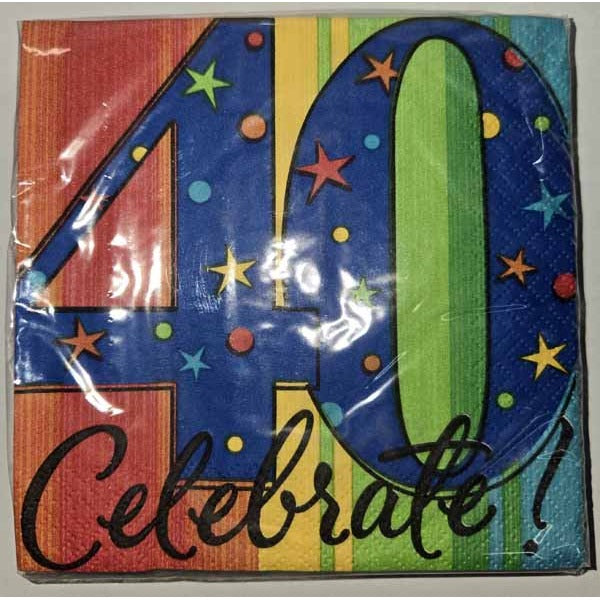 Year to Celebrate 40th Birthday Beverage Napkins, 16 Count