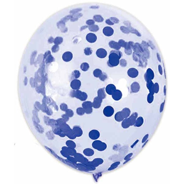 12-Inch Royal Blue Confetti Print Latex Balloons, 6-Pack