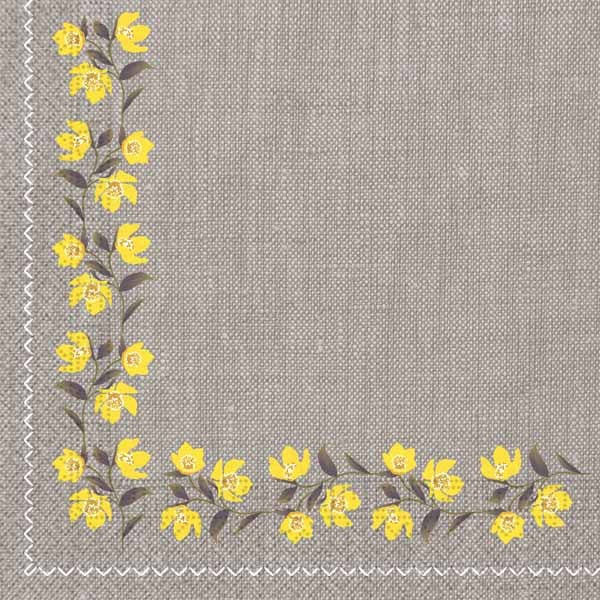 Yellow Flower Texture 3-Ply Luncheon Napkins, 20 Count