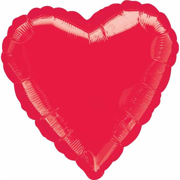 18-Inch Red Heart Foil Balloon with Attached Ribbon