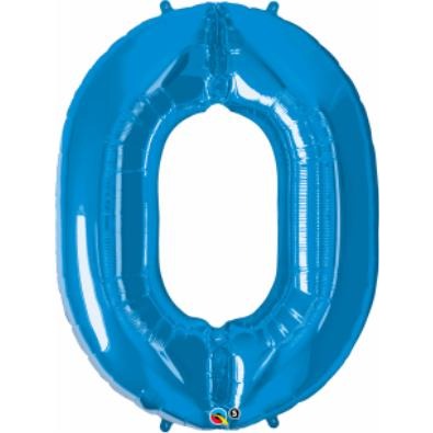 34-Inch Sapphire Blue Number 0 Balloon