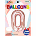 34-Inch Rose Gold Number 0 Foil Balloon