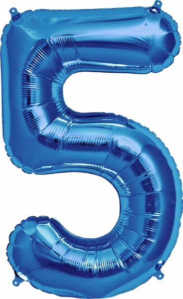34-Inch Blue Number 5 Balloon