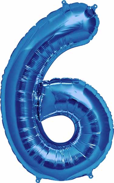 34-Inch Blue Number 6 Balloon