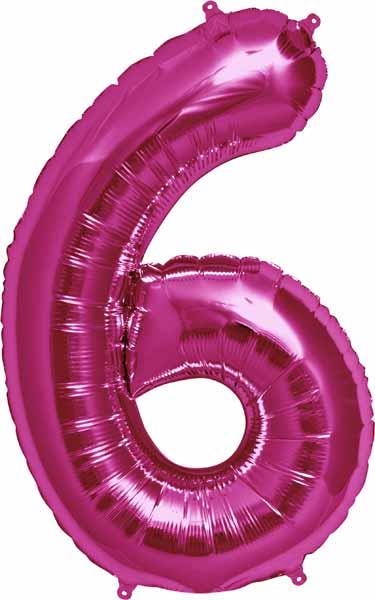 34-Inch Magenta Number 6 Balloon