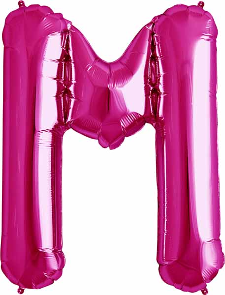 34-Inch Magenta Letter M Balloon
