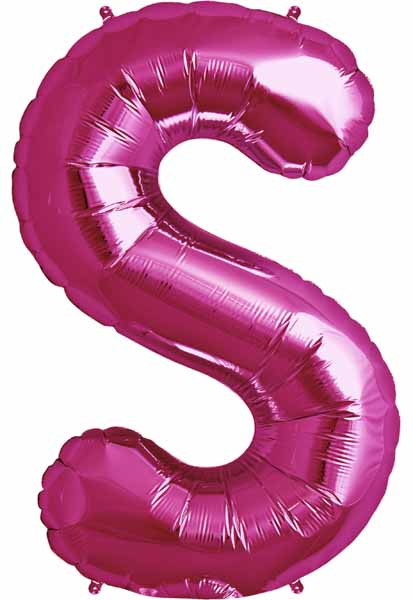 34" Magenta Letter S Balloon