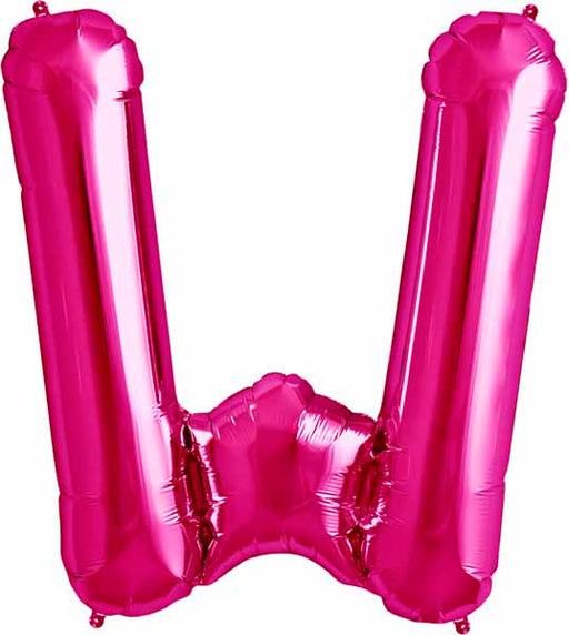 34-Inch Magenta Letter W Balloon