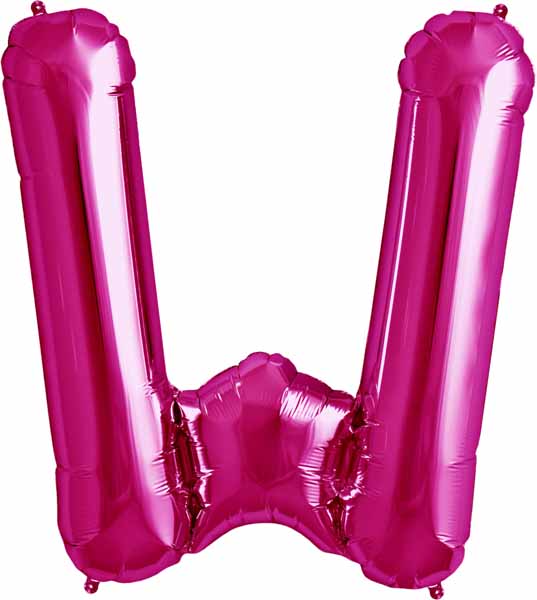34-Inch Magenta Letter W Balloon