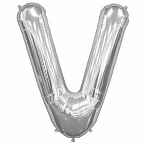 34-Inch Silver Letter V Balloon