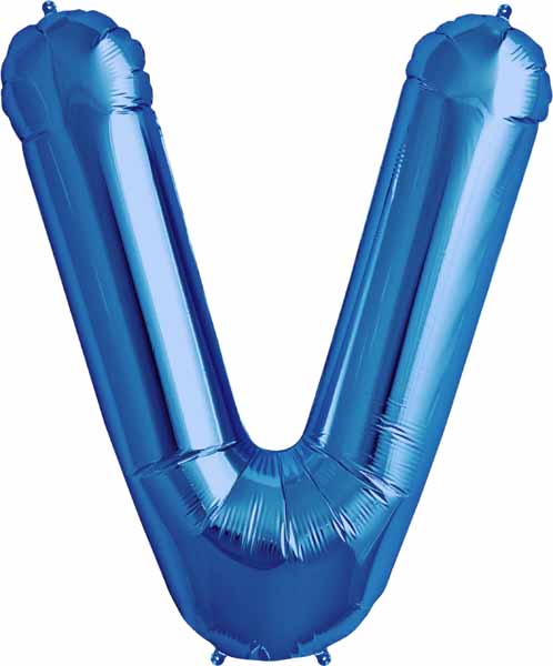 34-Inch Blue Letter V Balloon
