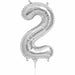 16 Inch Silver Number 2 Balloon