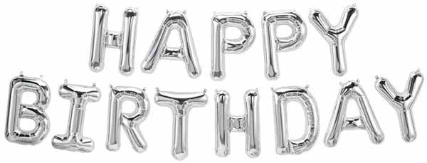 Silver Happy Birthday Letter Balloon Kit, 16 Inch
