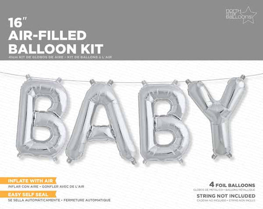 Silver BABY Letter Balloon Kit, 16 Inch