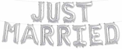 16-Inch Silver Just Married Letter Balloon Kit
