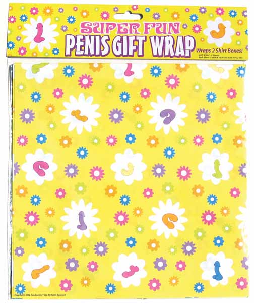 Super Fun Penis Print Gift Wrap, 2 Sheets