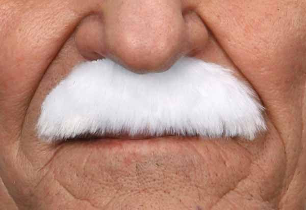 Pure White Costume Moustache, 7 cm