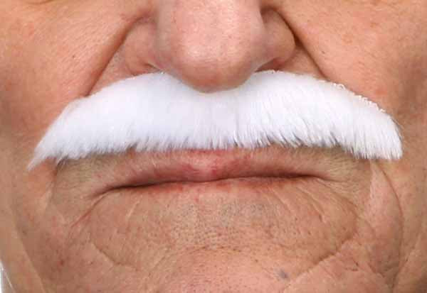 Pure White Self-Adhesive Costume Moustache
